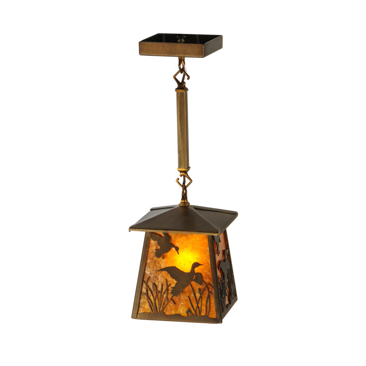 Antique Copper and Glass Wildlife Pendant Light