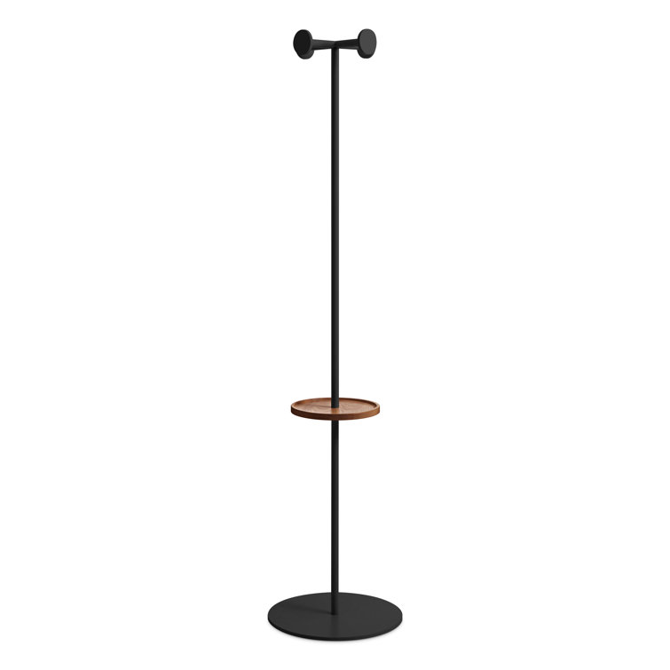 Oblivion Black and Walnut Metal Wood Coat Rack