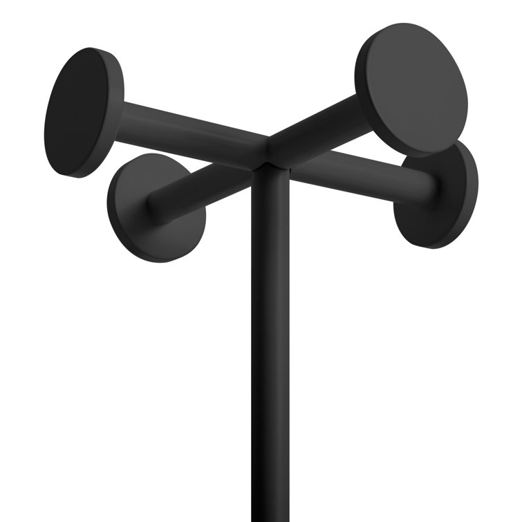 Oblivion Black and Walnut Metal Wood Coat Rack