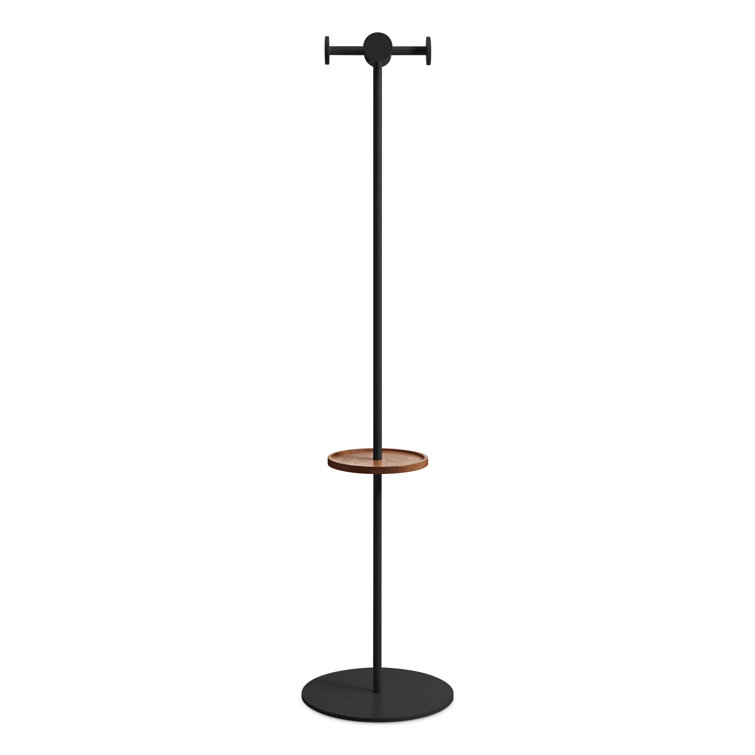 Oblivion Black and Walnut Metal Wood Coat Rack
