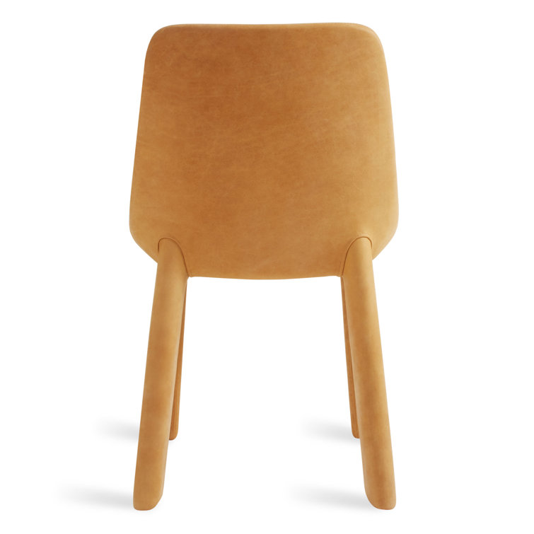 Camel Genuine Leather Upholstered Dining Chair with Wooden Legs