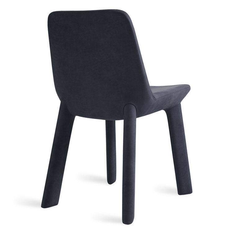 Ink Genuine Leather Upholstered Dining Chair with Wood Legs