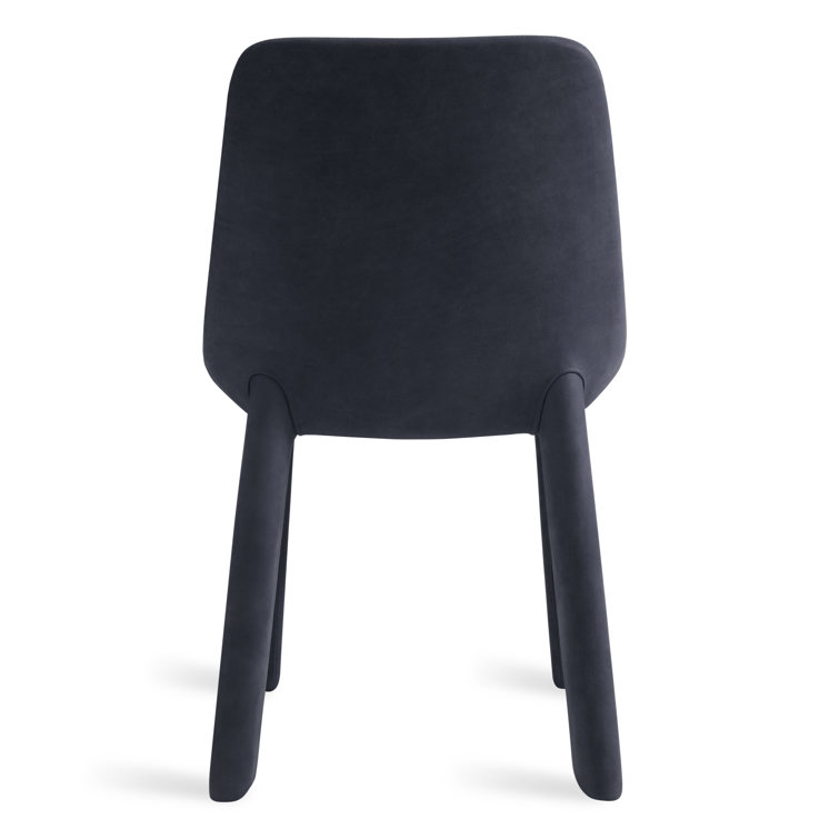 Ink Genuine Leather Upholstered Dining Chair with Wood Legs