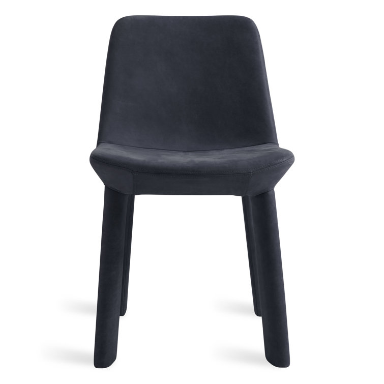 Ink Genuine Leather Upholstered Dining Chair with Wood Legs
