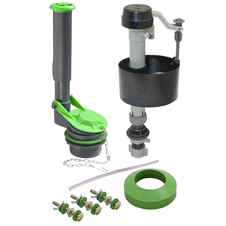 Universal Gray and Green Toilet Tank Repair Kit with Hardware