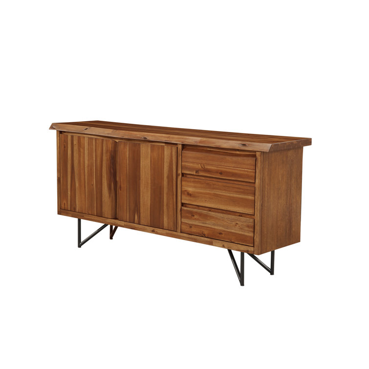 Hoxie Light Walnut Live Edge Server with Sliding Doors