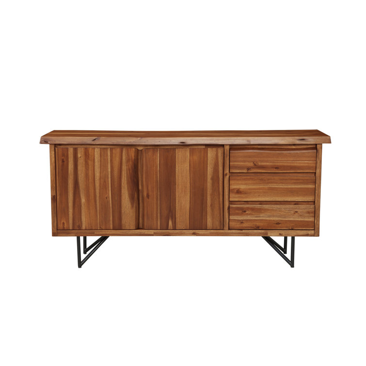 Hoxie Light Walnut Live Edge Server with Sliding Doors