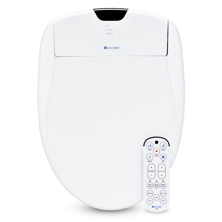 Elongated White Smart Bidet Toilet Seat with Remote