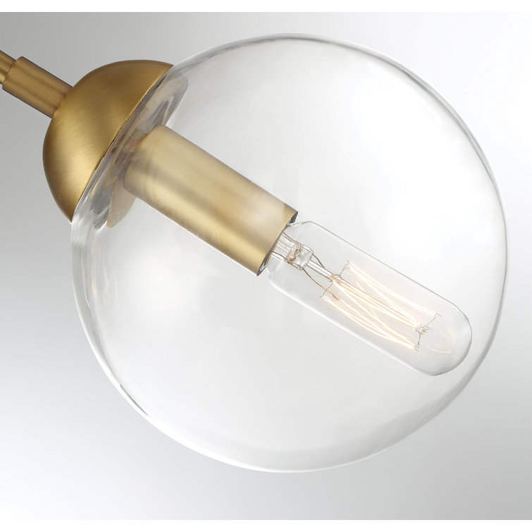 Eclipse Natural Brass 3-Light Globe Chandelier with Clear Glass Shades