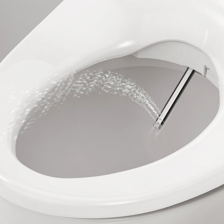 Elongated White Smart Bidet Toilet Seat with Remote