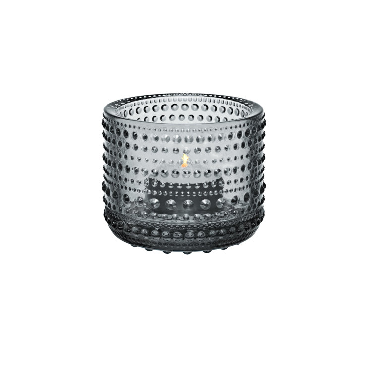 Kastehelmi Gray Glass Tealight Candle Holder