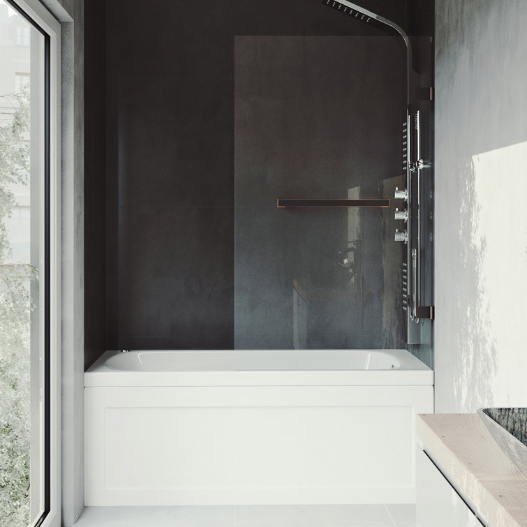 Rialto 34" W x 57.38" H Frameless Clear Glass Tub Door