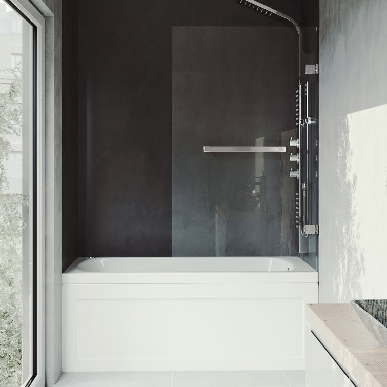 Rialto 34" x 58" Frameless Stainless Steel Tub Door with Clear Glass