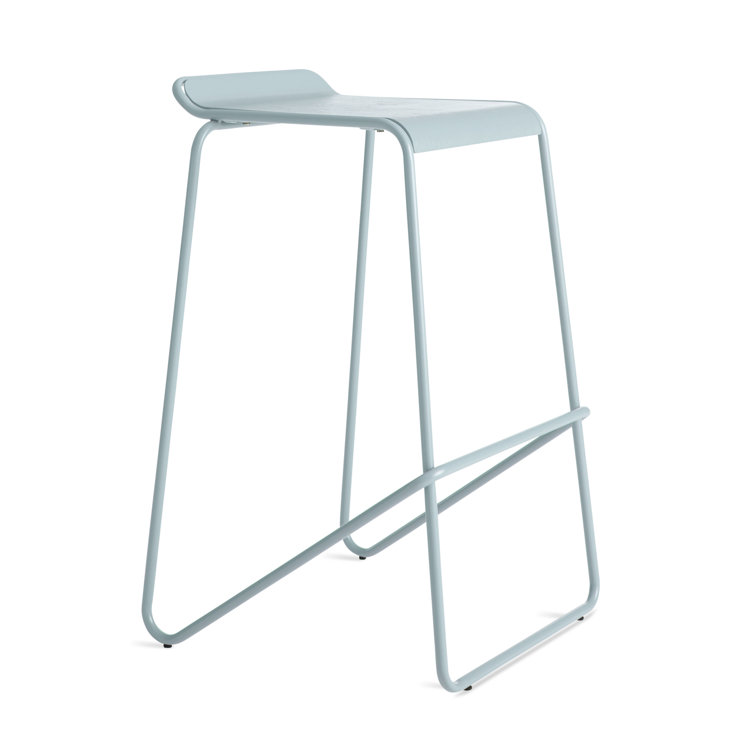 Modern White Ash Wood & Metal Adjustable Backless Barstool