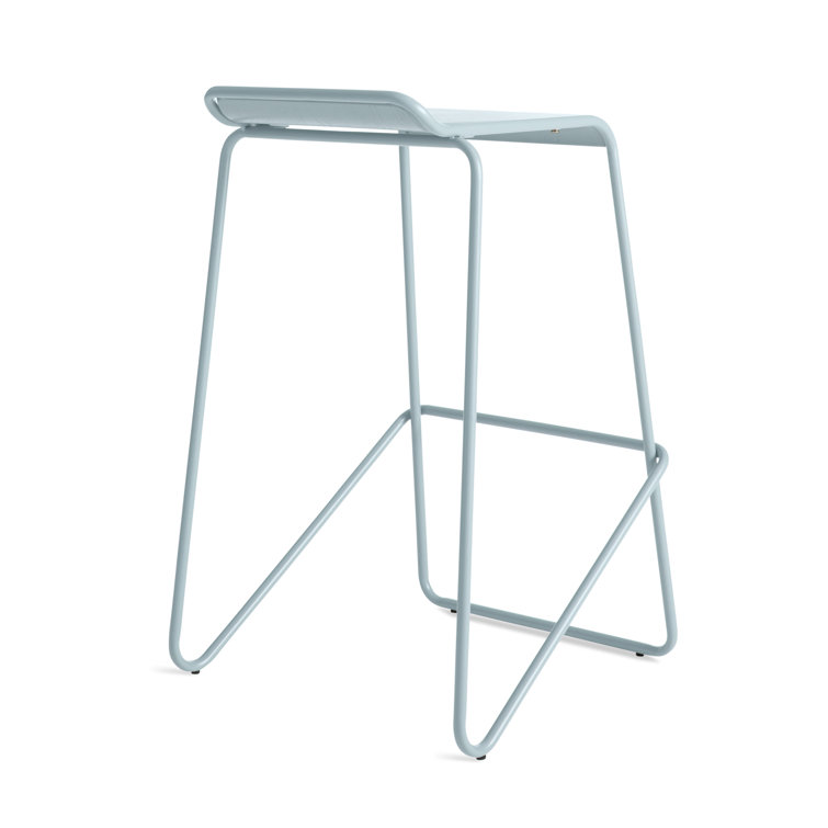 Modern White Ash Wood & Metal Adjustable Backless Barstool