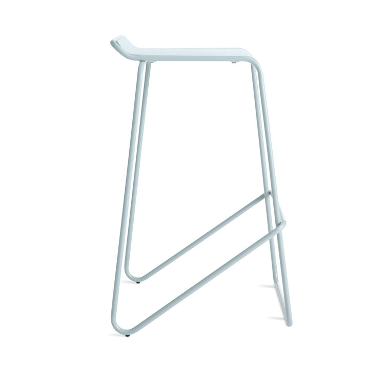 Modern White Ash Wood & Metal Adjustable Backless Barstool