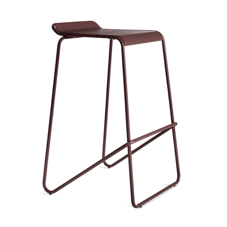 Modern White Ash Wood & Metal Adjustable Backless Barstool