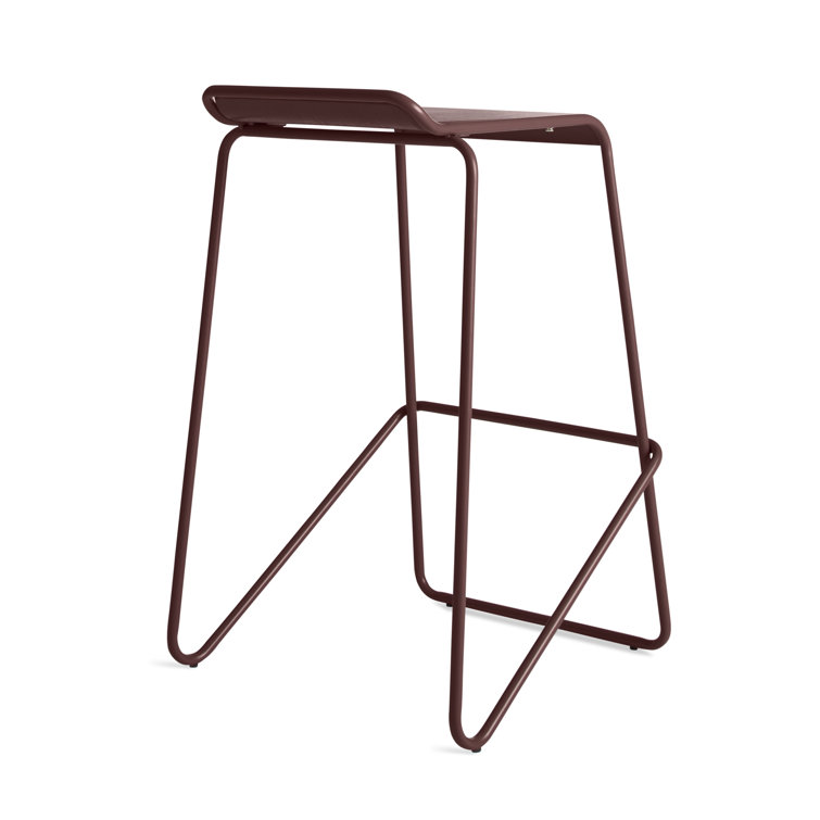 Modern White Ash Wood & Metal Adjustable Backless Barstool