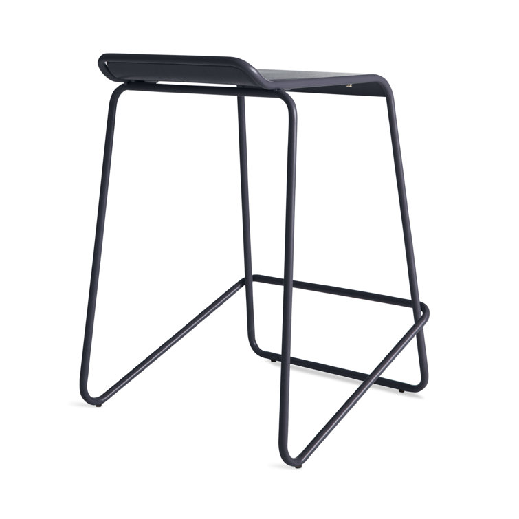 Navy and Wood Stackable Counter Stool with Metal Legs