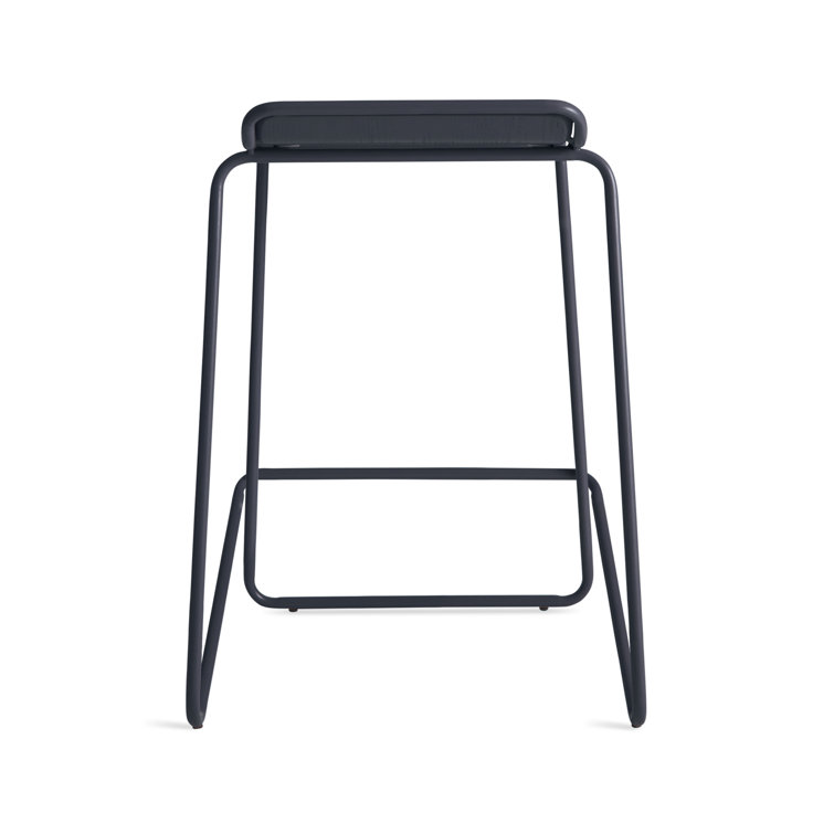 Navy and Wood Stackable Counter Stool with Metal Legs