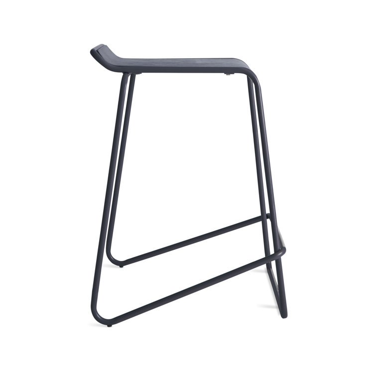 Navy and Wood Stackable Counter Stool with Metal Legs