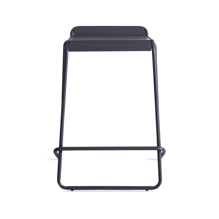 Navy and Wood Stackable Counter Stool with Metal Legs