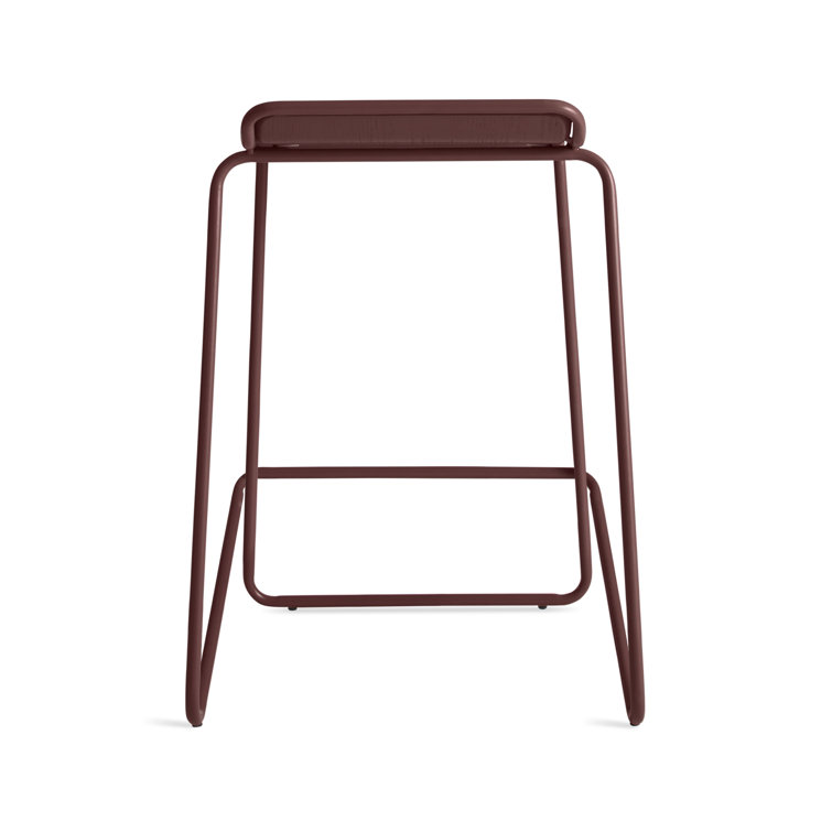 Gray Green Powder-Coated Steel and Wood Counter Stool