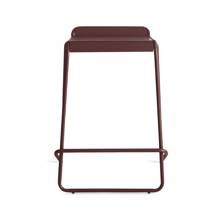 Gray Green Powder-Coated Steel and Wood Counter Stool