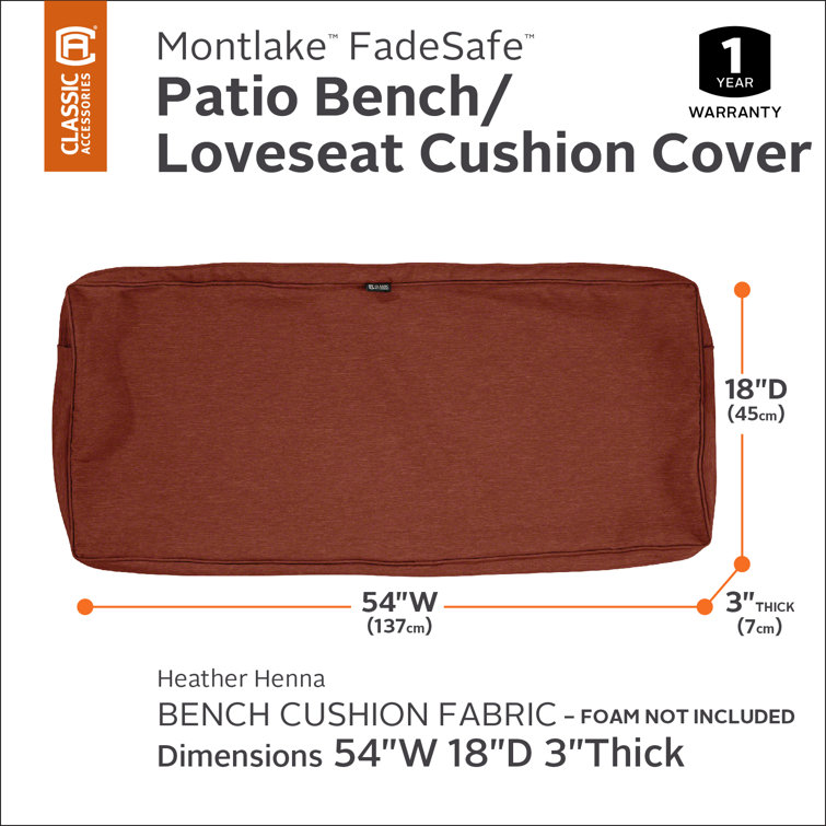 Heather Henna Red 54" Outdoor Bench Cushion with Water-Resistant Cover