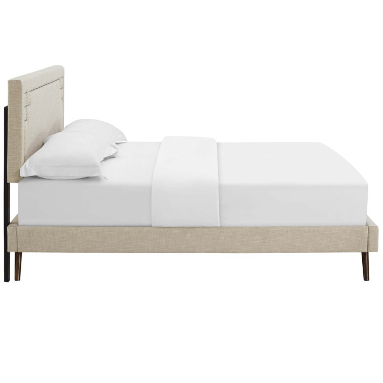 Ruthie Queen White Faux Leather Upholstered Platform Bed