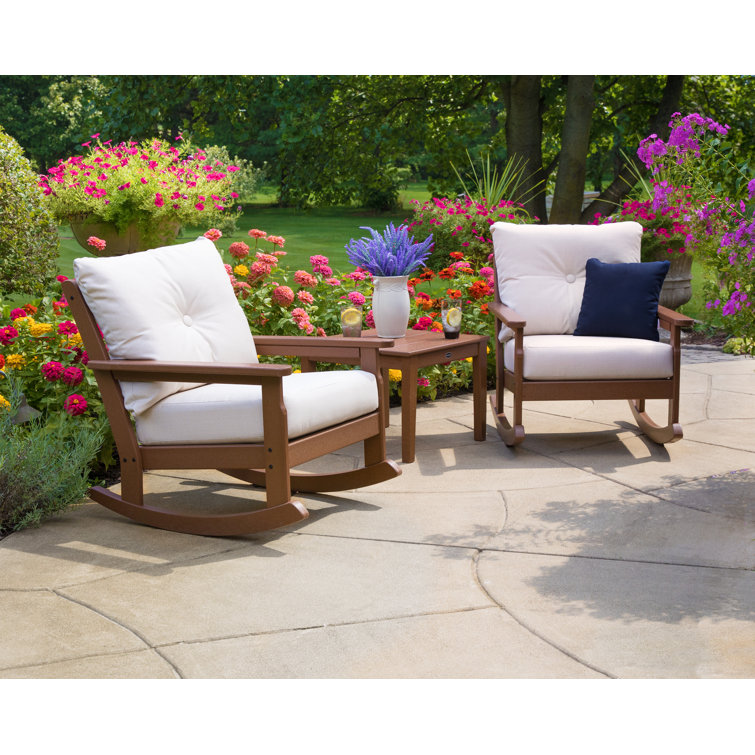 Teak and Dune Burlap 3-Piece Deep Seating Rocker Set