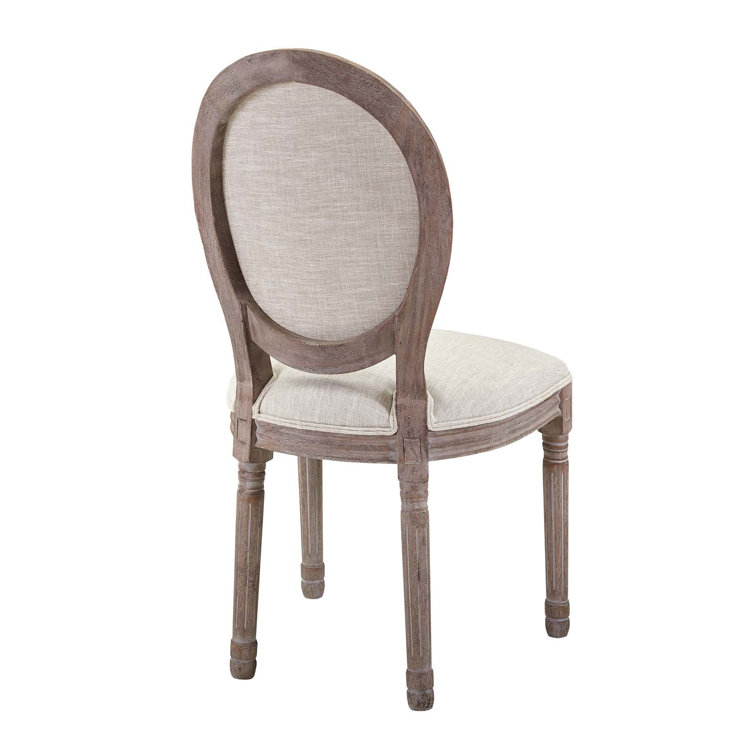 Emanate Vintage French Beige Upholstered Wood Side Chair