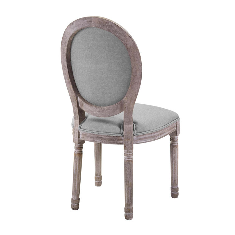 Emanate Fluted Wood Frame Light Gray Upholstered Side Chair