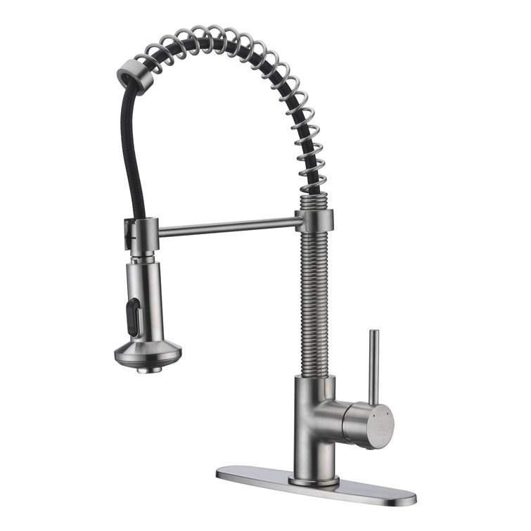 Brushed Nickel Single Handle Pull-Down Kitchen Faucet