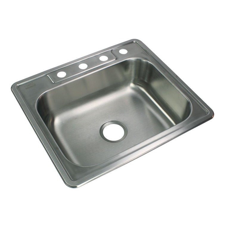 25'' Brushed Stainless Steel Single Bowl Drop-In Kitchen Sink