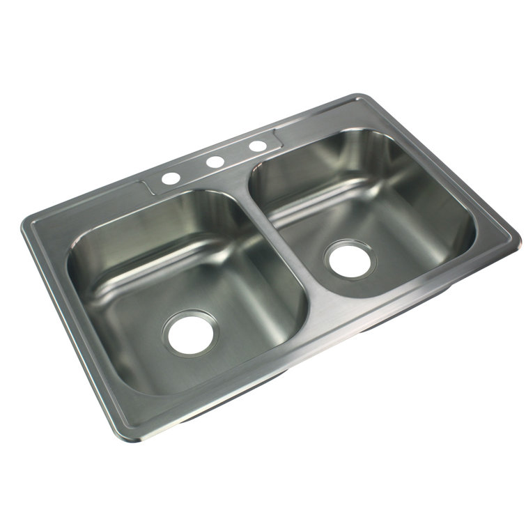33'' Brushed Stainless Steel Double Bowl Kitchen Sink