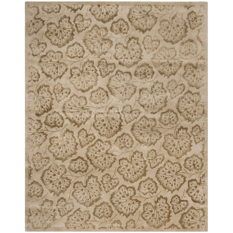 Hazelnut Gold Floral Handmade Wool and Viscose Rug