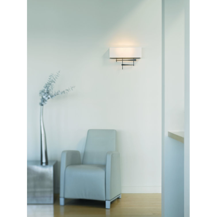 Bronze 2-Light Dimmable Sconce with Flax Shade