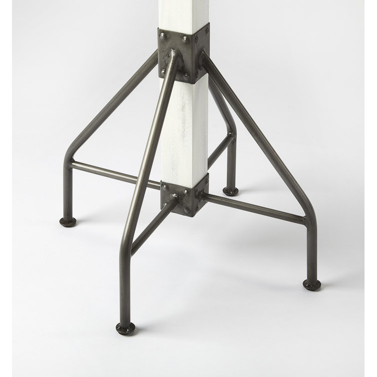 Transitional White Solid Wood & Iron 8-Hook Coat Rack