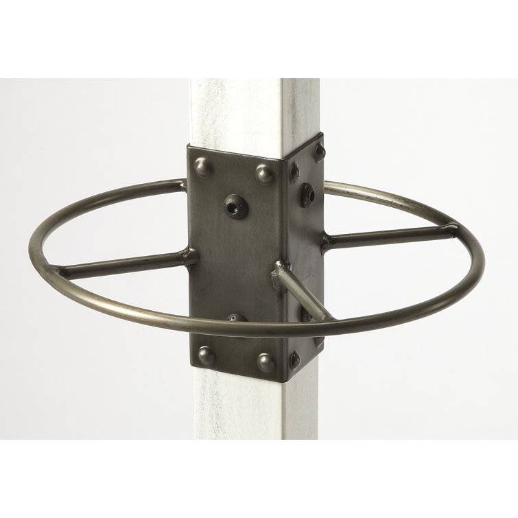 Transitional White Solid Wood & Iron 8-Hook Coat Rack