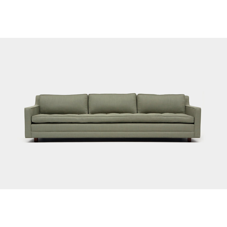 Alder & Walnut Moss Linen Blend 3-Seater Sofa with Square Arms