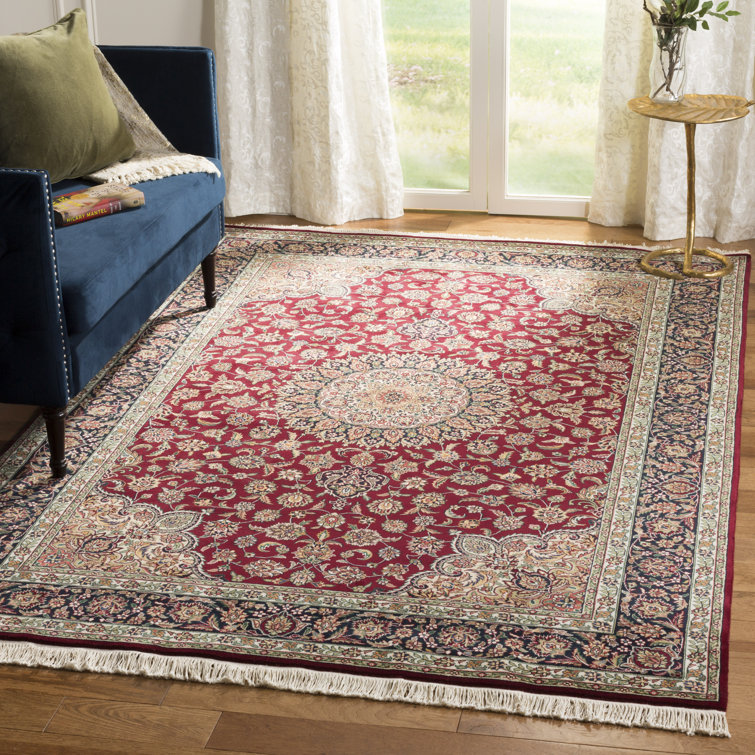 Royal Kerman 6' x 9' Red/Navy Hand-Knotted Wool Rug