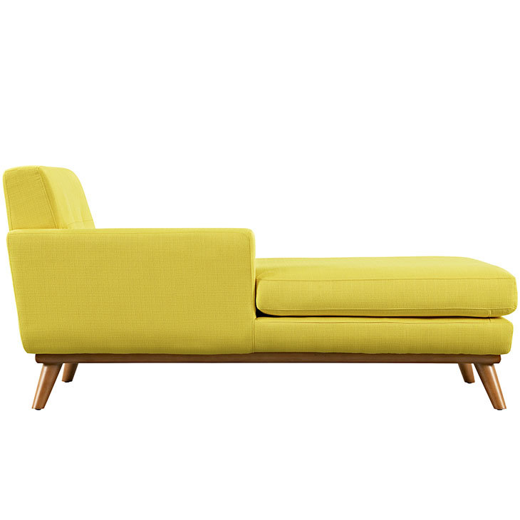 Plush White Fabric 28" Left-Facing Chaise with Tufted Buttons