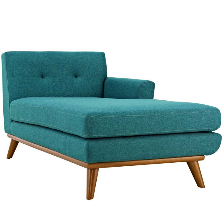 Engage 70'' White Fabric Right-Arm Chaise with Tufted Buttons