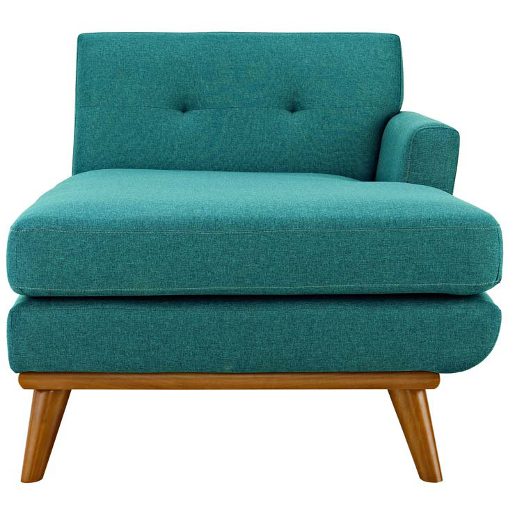 Engage 70'' White Fabric Right-Arm Chaise with Tufted Buttons