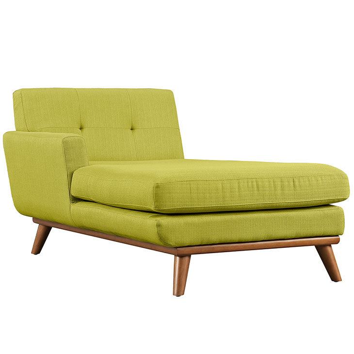 Plush White Fabric 28" Left-Facing Chaise with Tufted Buttons