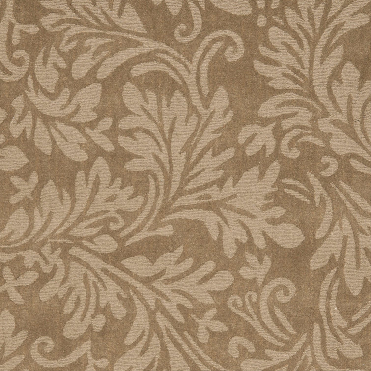 Hand-Tufted Light Brown Wool and Cotton Square Rug