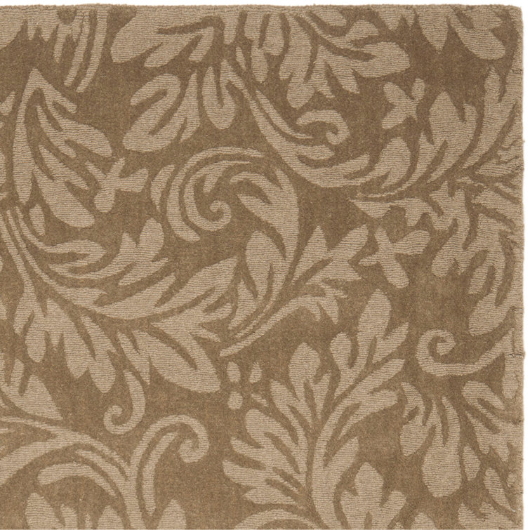 Hand-Tufted Light Brown Wool and Cotton Square Rug