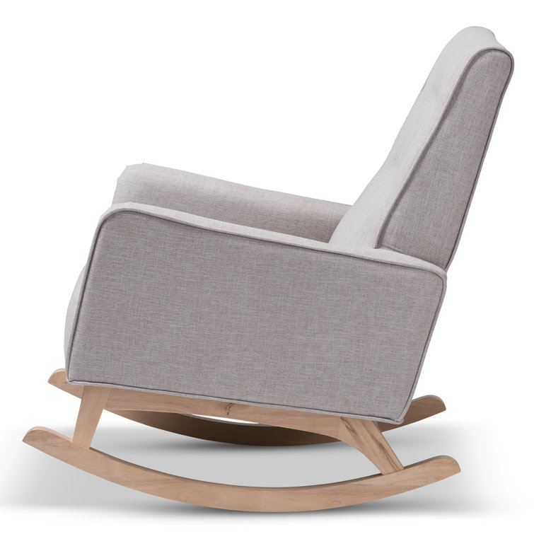Marlena Mid-Century Grayish Beige Tufted Rocking Chair