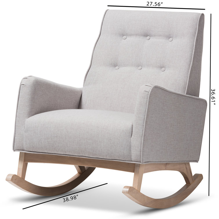 Marlena Mid-Century Grayish Beige Tufted Rocking Chair